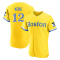 Punc B.Red Sox #12 Connor Wong Player Yellow Limited Elite Home Game Stitched Jerseys