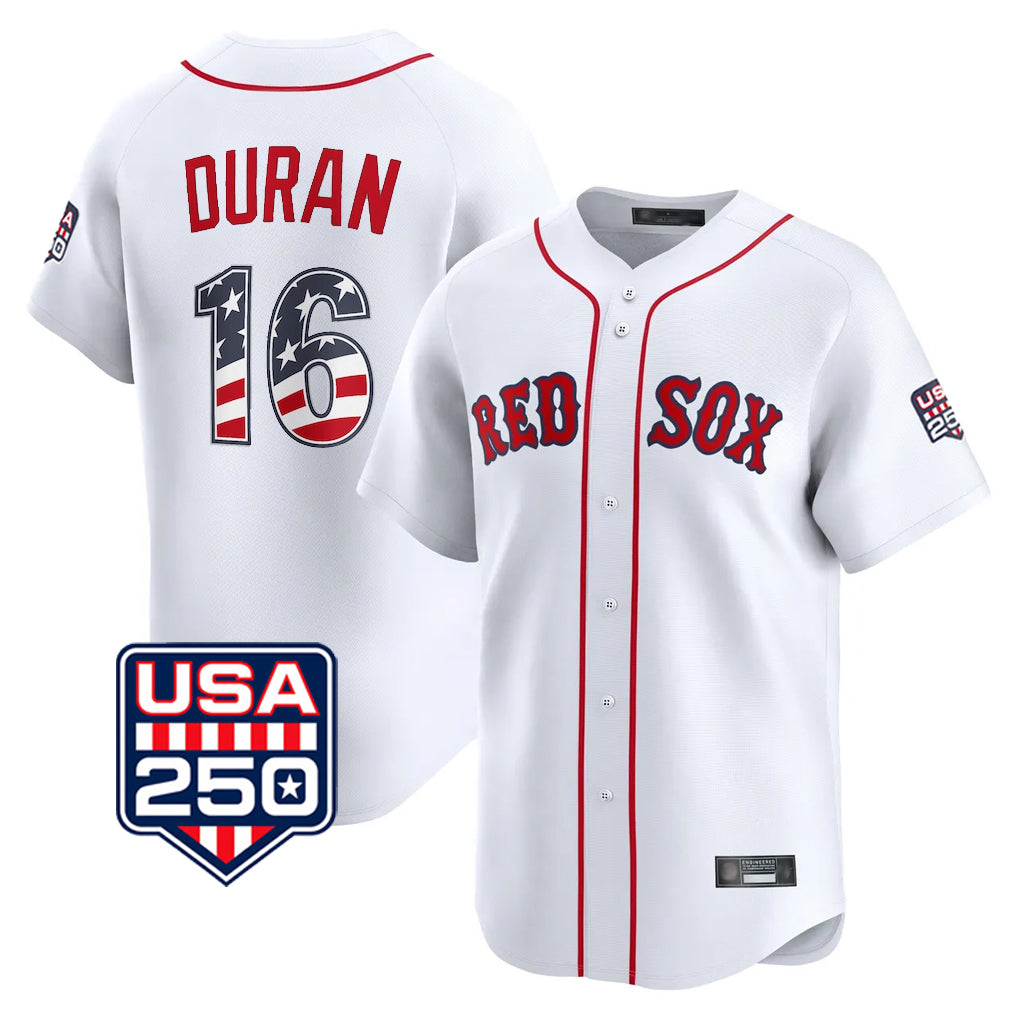 Punc B.Red Sox #16 Jarren Duran Player White USA 250 Fourth of July Limited Home Game Stitched Jerseys