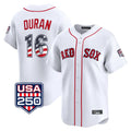 Punc B.Red Sox #16 Jarren Duran Player White USA 250 Fourth of July Limited Home Game Stitched Jerseys