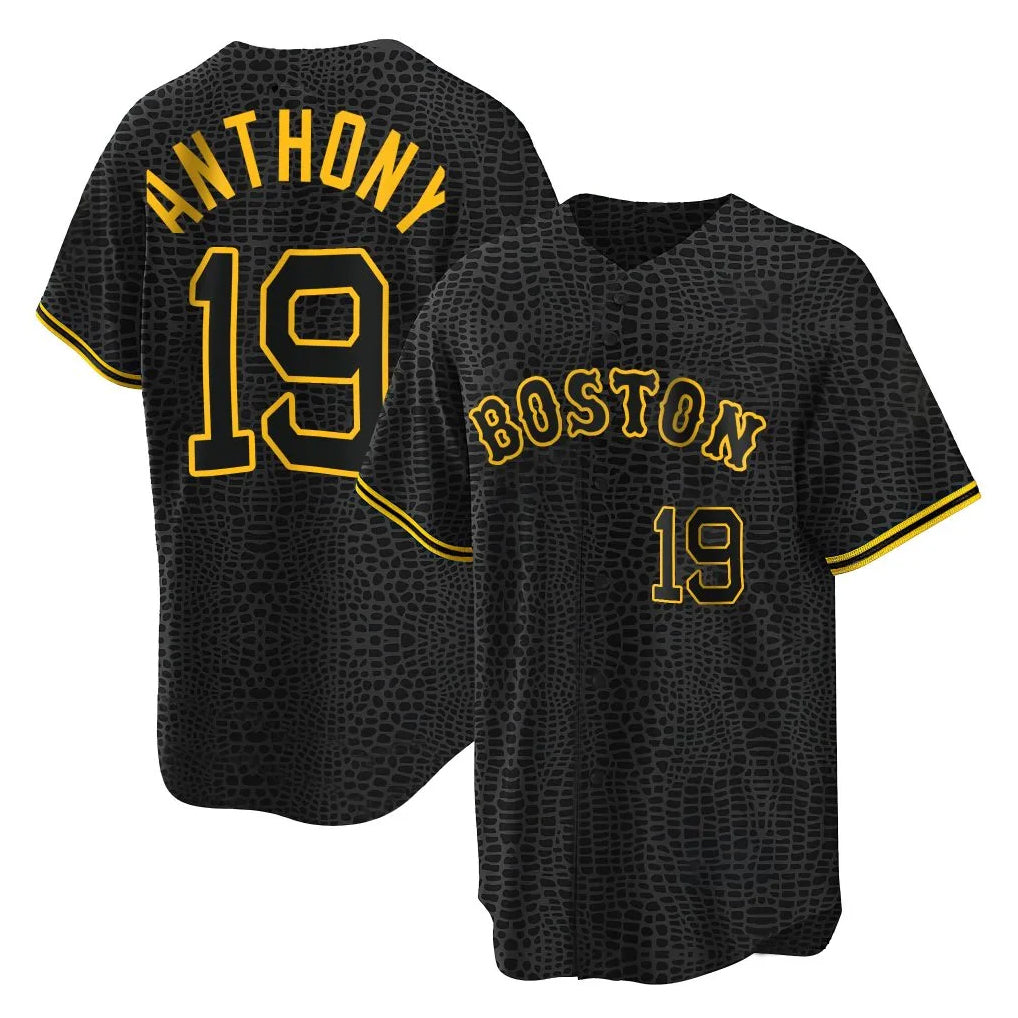 Punc B.Red Sox #19 Roman Anthony Player Black Snake Skin City Home Game Stitched Jerseys