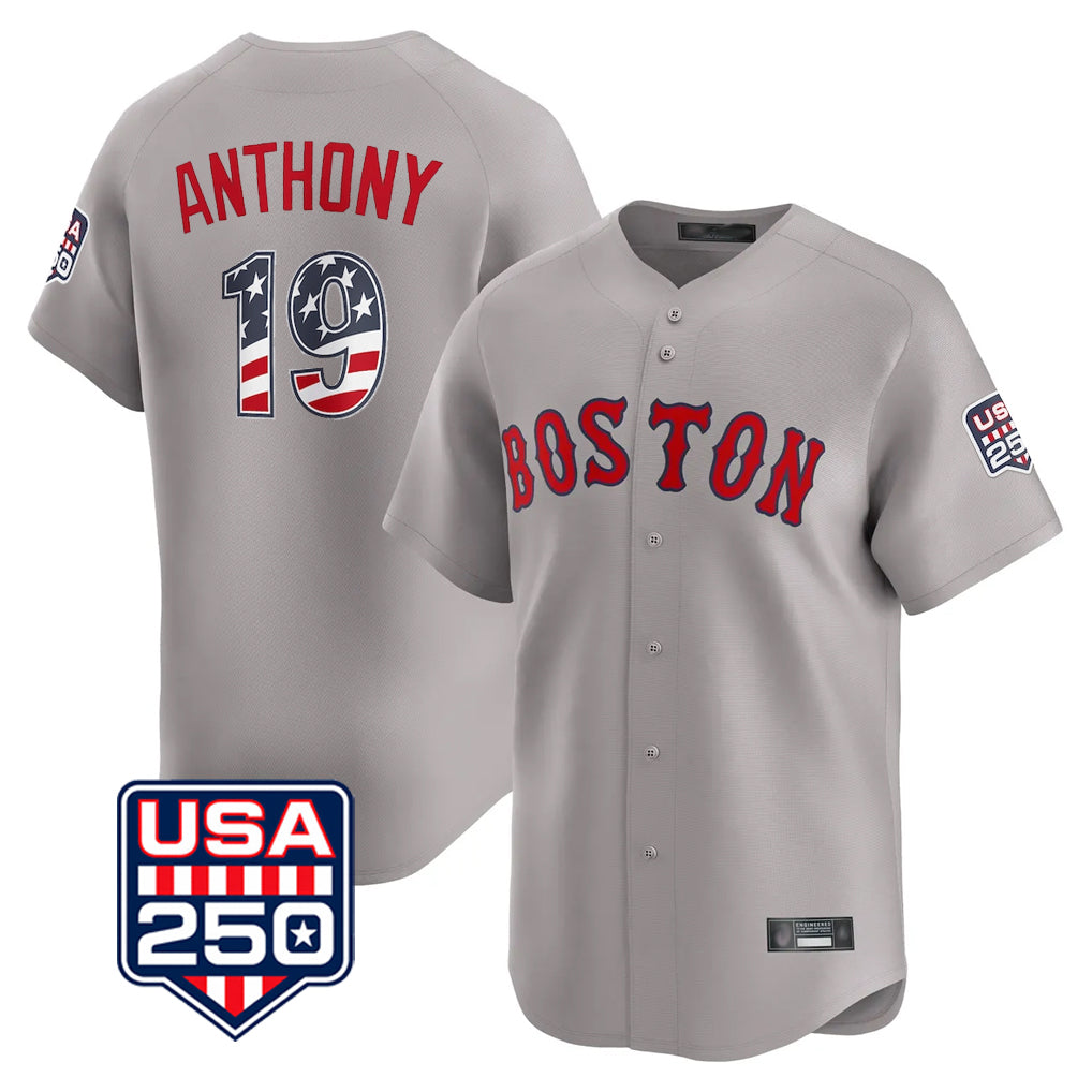 Punc B.Red Sox #19 Roman Anthony Player Gray Road USA 250 Fourth of July Limited Home Game Stitched Jerseys