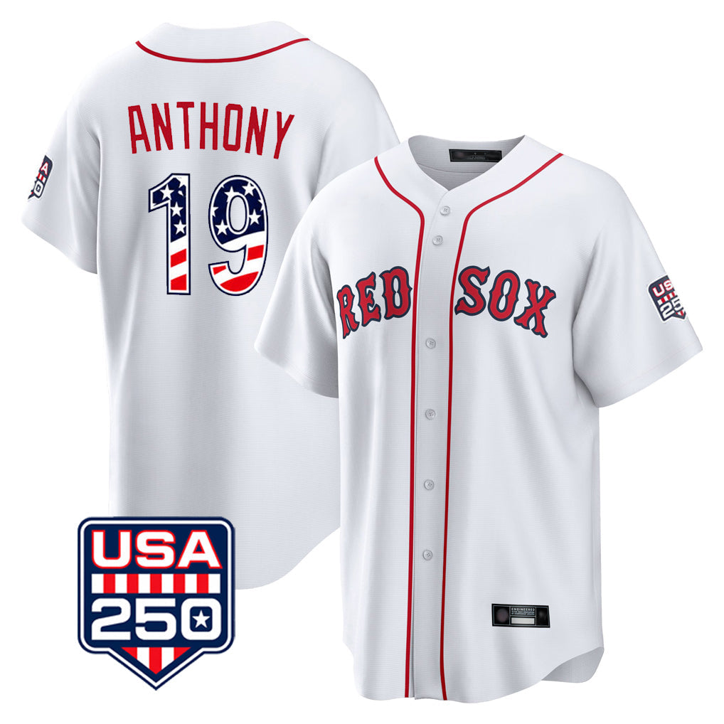 Punc B.Red Sox #19 Roman Anthony Player White USA 250 Fourth of July Home Game Stitched Jerseys