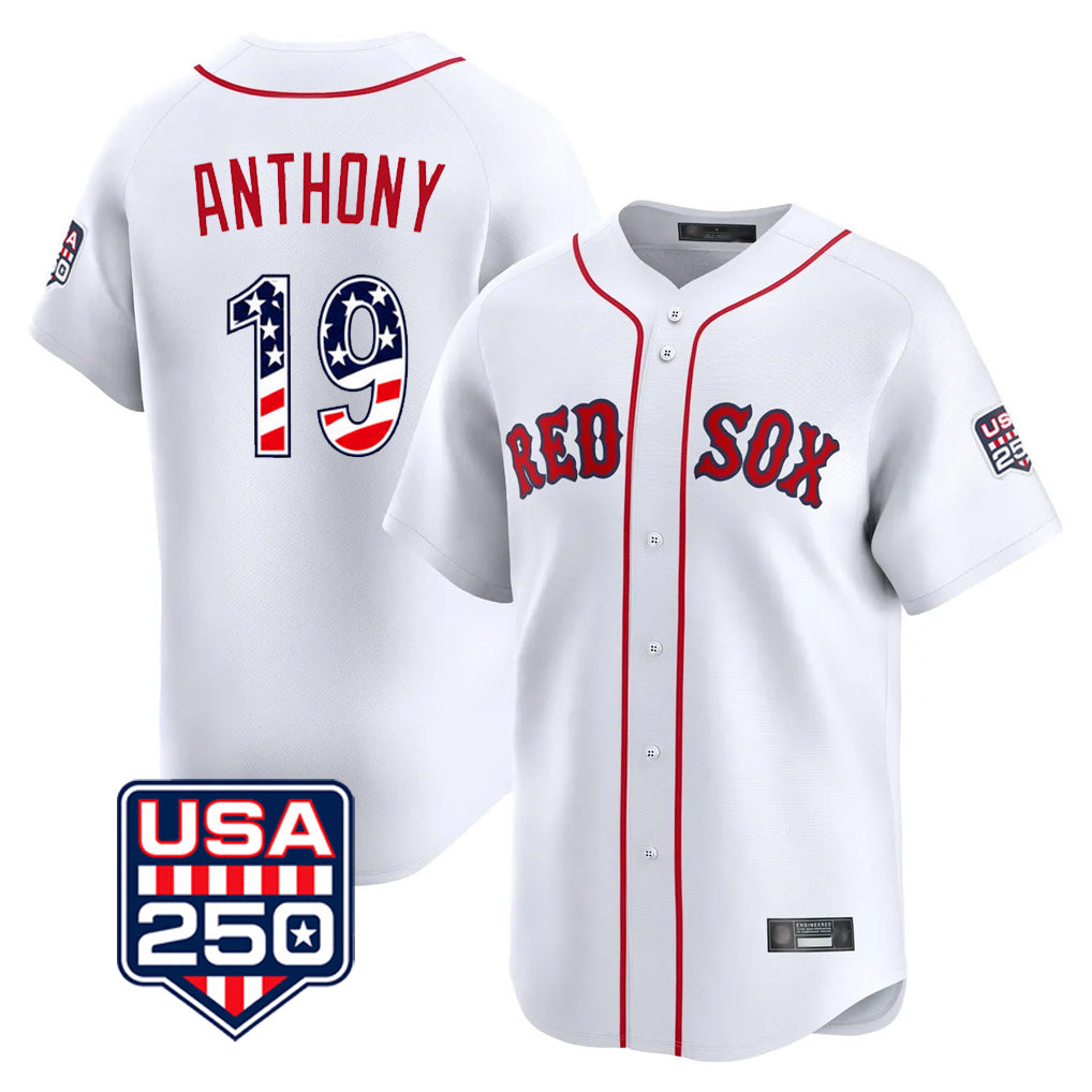 Punc B.Red Sox #19 Roman Anthony Player White USA 250 Fourth of July Limited Home Game Stitched Jerseys