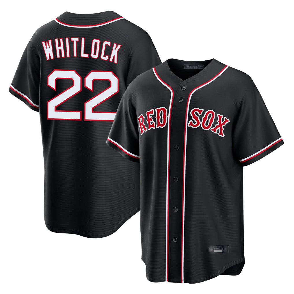 Punc B.Red Sox #22 Garrett Whitlock Player Black Out Home Game Stitched Jerseys