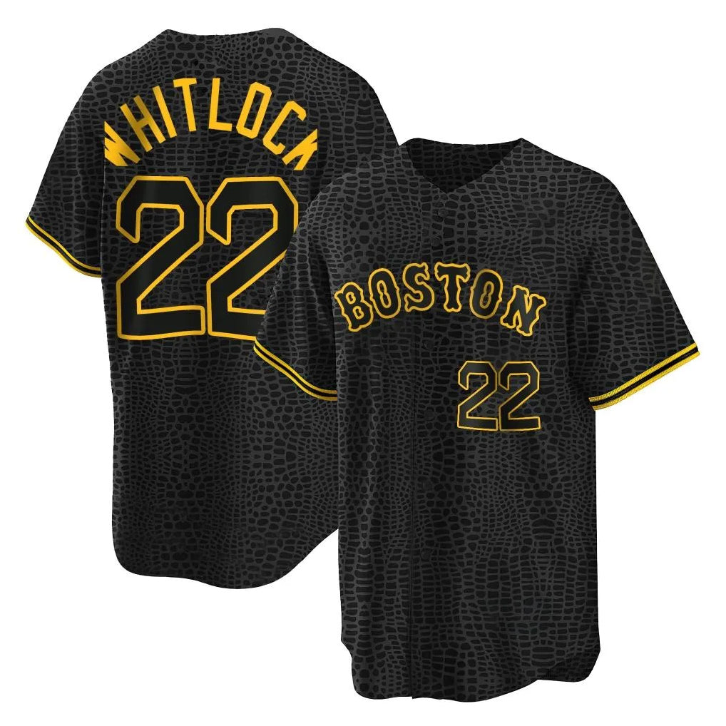 Punc B.Red Sox #22 Garrett Whitlock Player Black Snake Skin City Home Game Stitched Jerseys