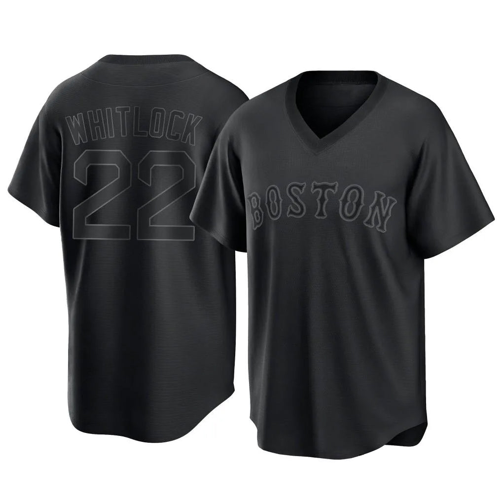 Punc B.Red Sox #22 Garrett Whitlock Player Black T-shirt Home Game Stitched Jerseys