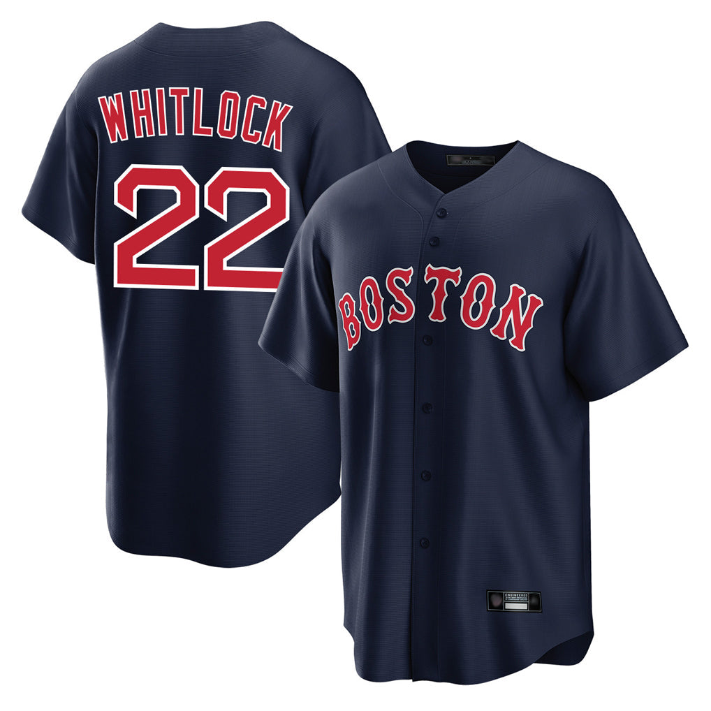 Punc B.Red Sox #22 Garrett Whitlock Player Navy Home Game Stitched Jerseys