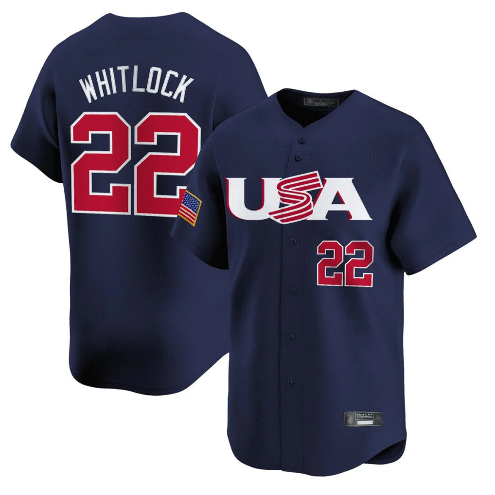 Punc B.Red Sox #22 Garrett Whitlock Player Navy USA World Classic Home Game Stitched Jerseys