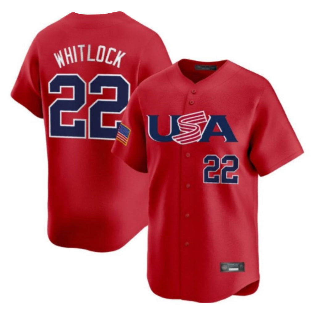 Punc B.Red Sox #22 Garrett Whitlock Player Red USA World Classic Home Game Stitched Jerseys