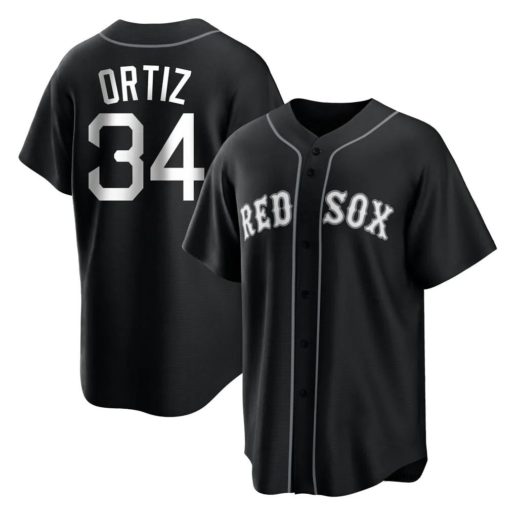Punc B.Red Sox #34 David Ortiz Player Black Home Game Stitched Jerseys