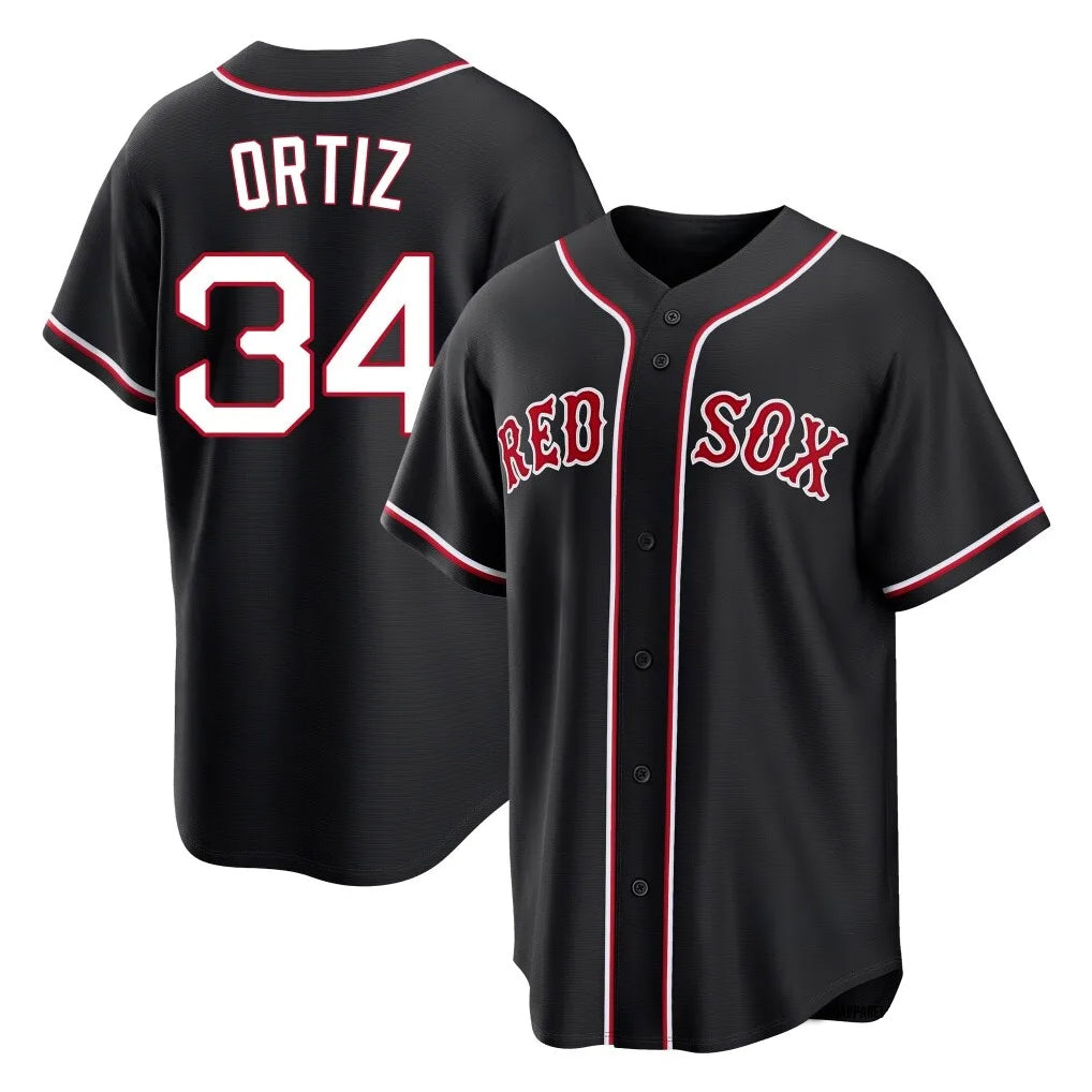 Punc B.Red Sox #34 David Ortiz Player Black Out Home Game Stitched Jerseys