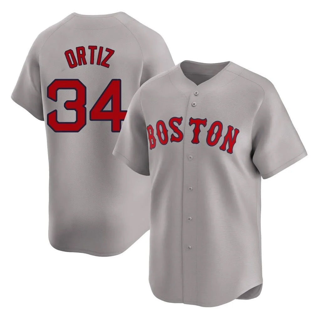 Punc B.Red Sox #34 David Ortiz Player Gray Road Limited Home Game Stitched Jerseys
