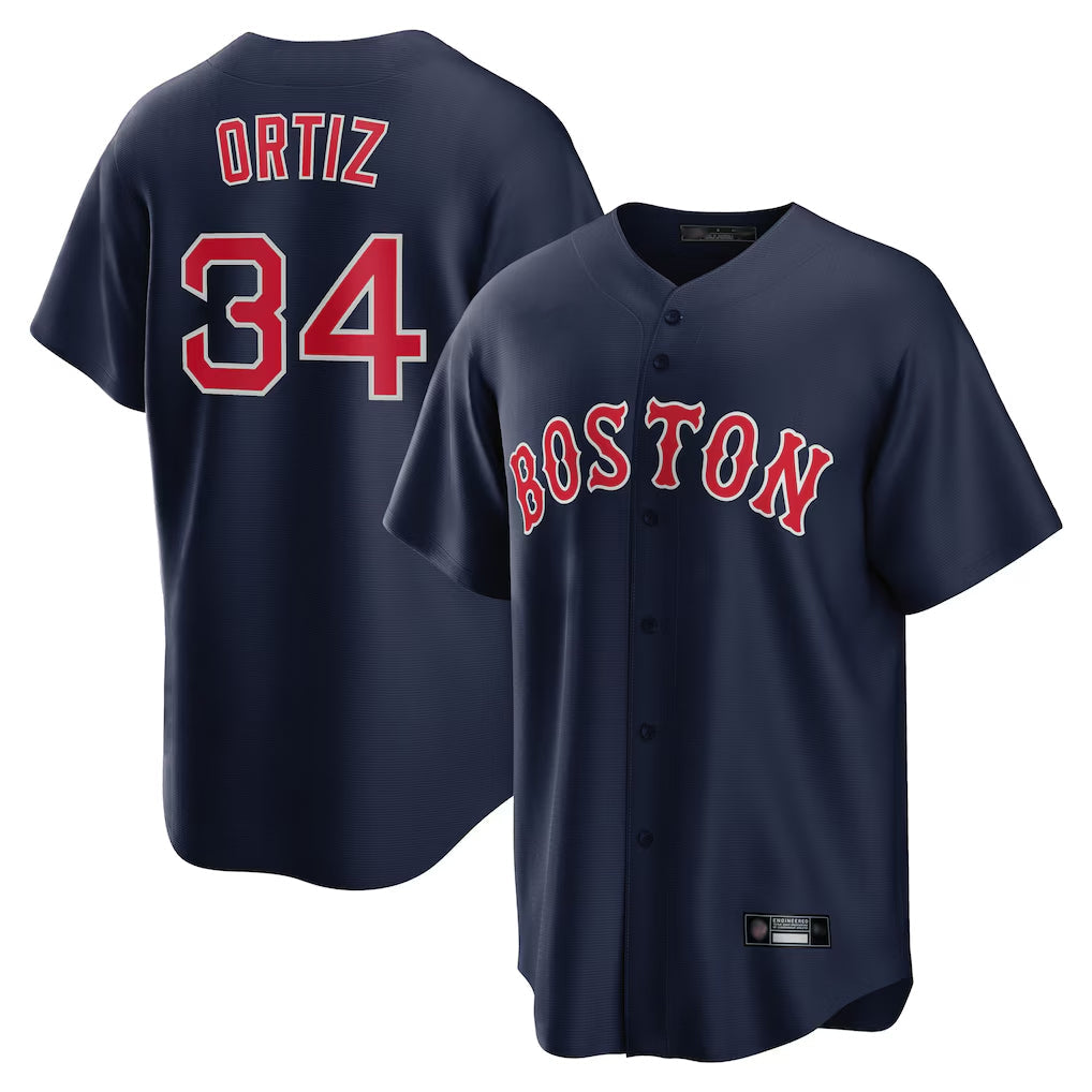Punc B.Red Sox #34 David Ortiz Player Navy Home Game Stitched Jerseys