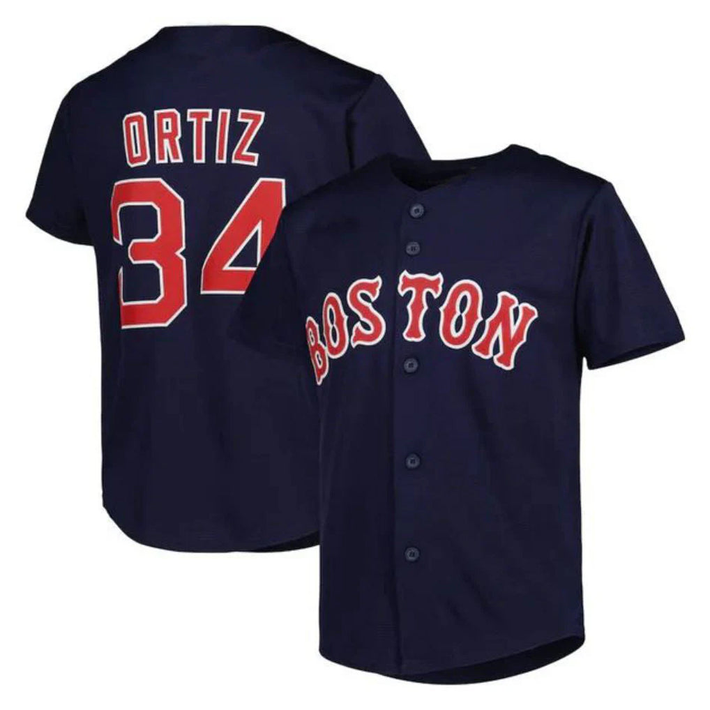 Punc B.Red Sox #34 David Ortiz Player Navy Mitchell & Ness Cooperstown Collection Mesh Home Stitched Jerseys