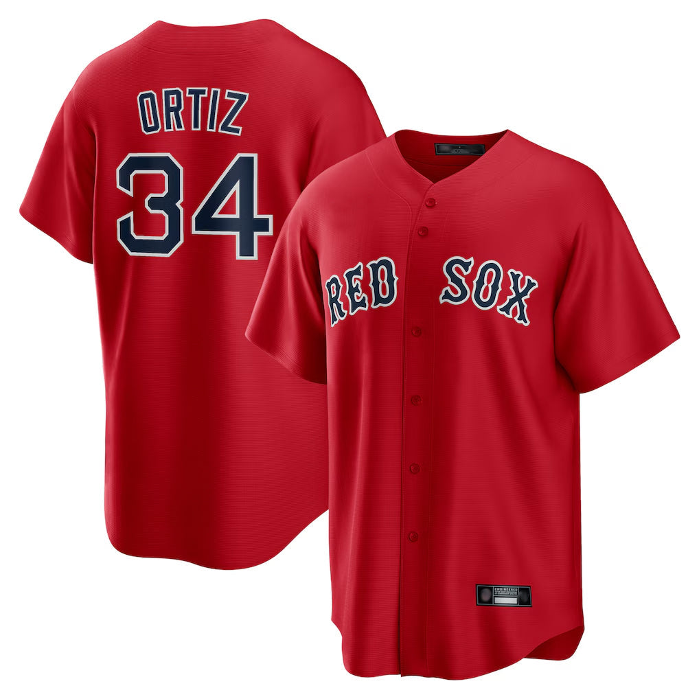Punc B.Red Sox #34 David Ortiz Player Red Home Game Stitched Jerseys