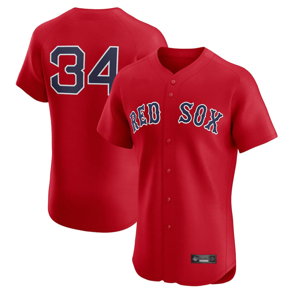 Punc B.Red Sox #34 David Ortiz Player Red Limited Elite Home Game Stitched Jerseys