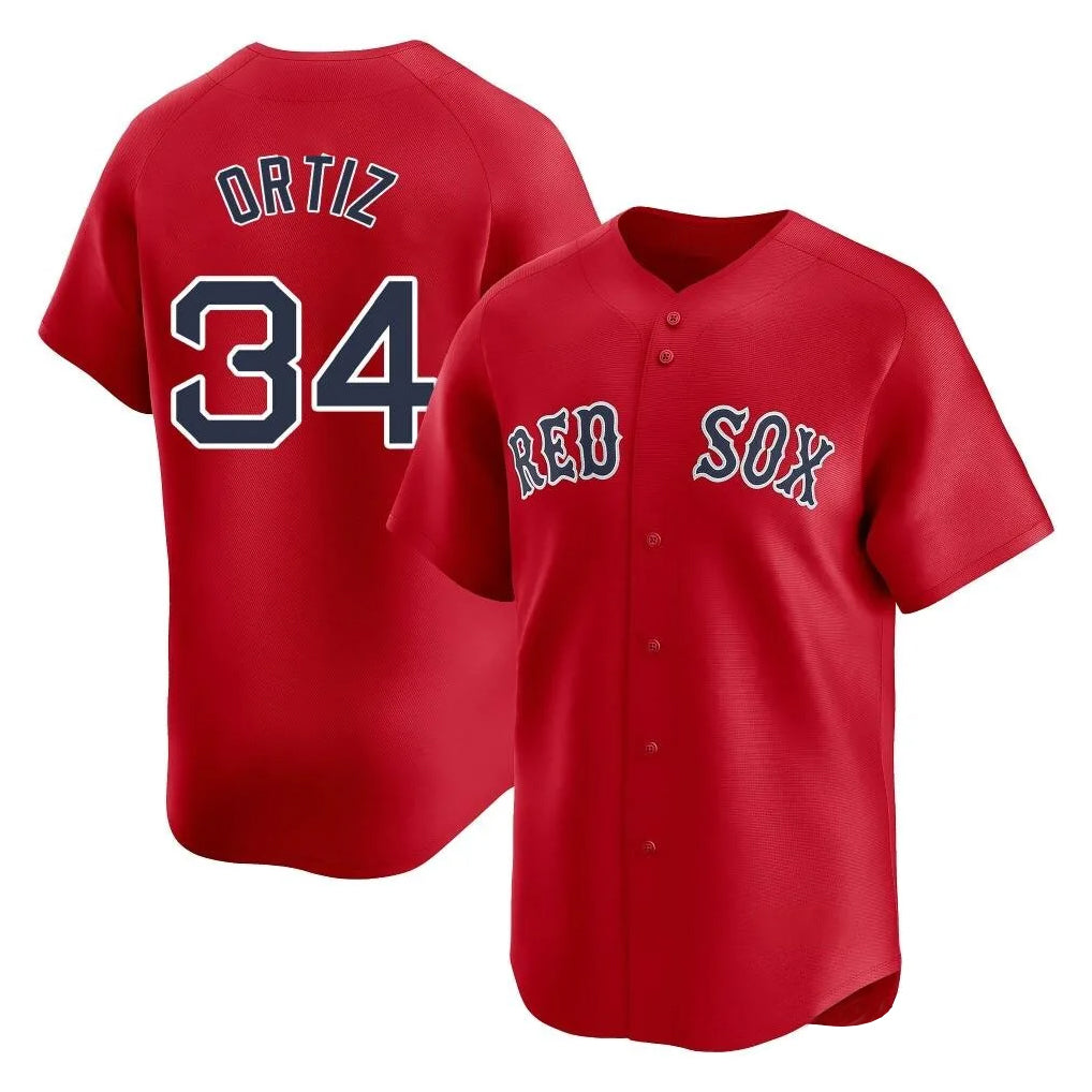Punc B.Red Sox #34 David Ortiz Player Red Limited Home Game Stitched Jerseys