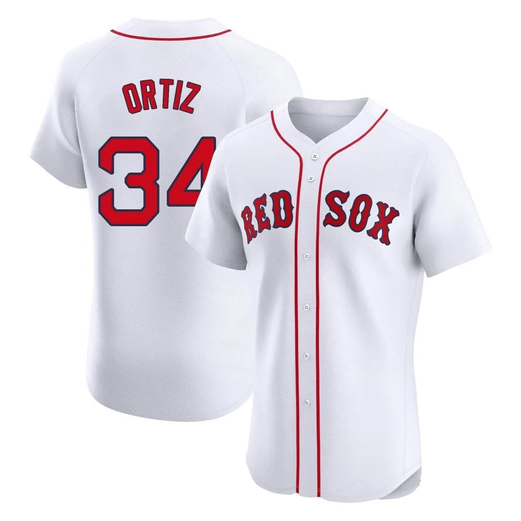Punc B.Red Sox #34 David Ortiz Player White Limited Elite Home Game Stitched Jerseys