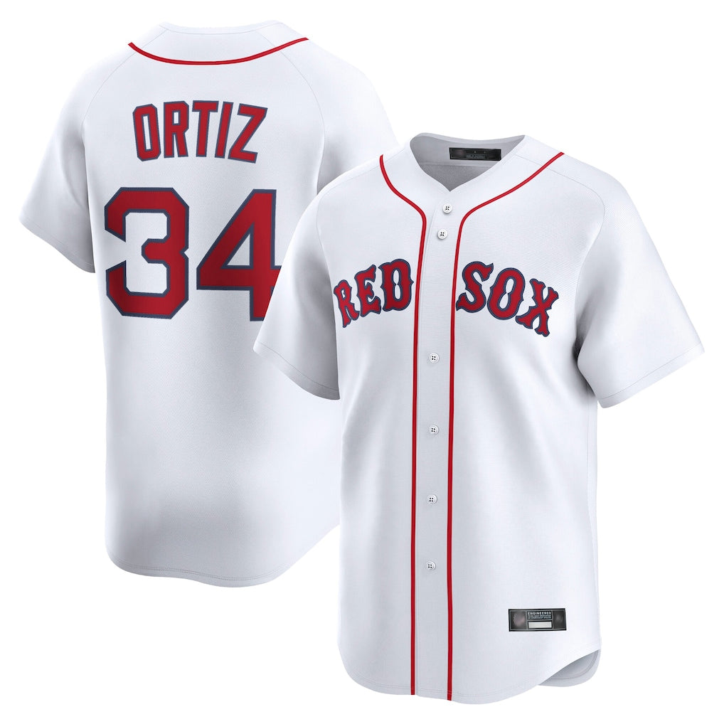 Punc B.Red Sox #34 David Ortiz Player White Limited Home Game Stitched Jerseys