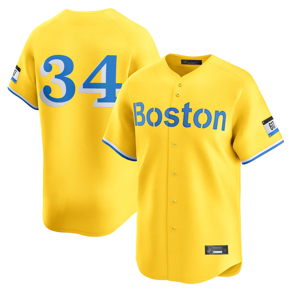 Punc B.Red Sox #34 David Ortiz Player Yellow Limited Home Game Stitched Jerseys