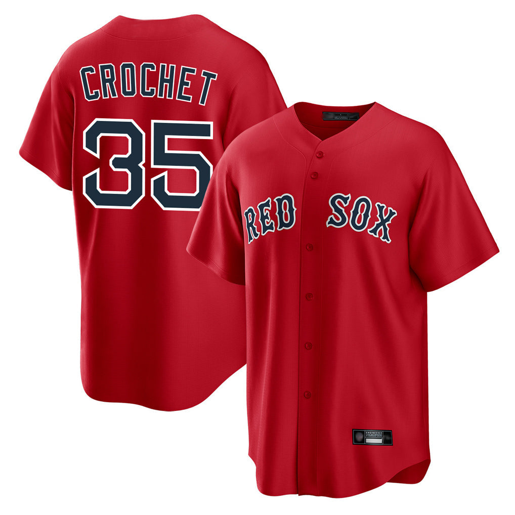 Punc B.Red Sox #35 Garrett Crochet Player Red Home Game Stitched Jerseys