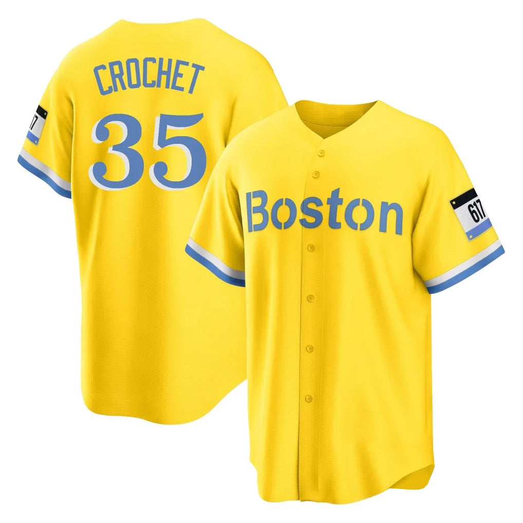 Punc B.Red Sox #35 Garrett Crochet Player Yellow Home Game Stitched Jerseys