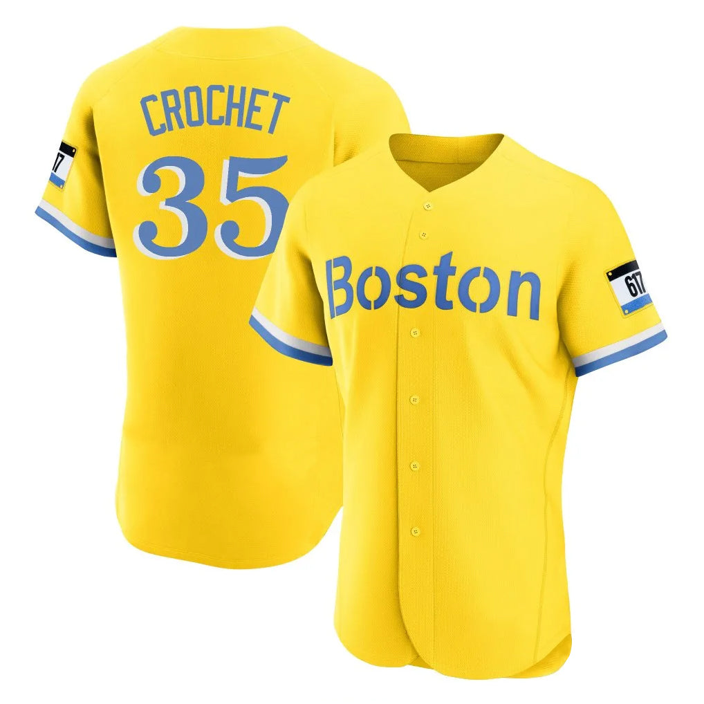 Punc B.Red Sox #35 Garrett Crochet Player Yellow Limited Elite Home Game Stitched Jerseys