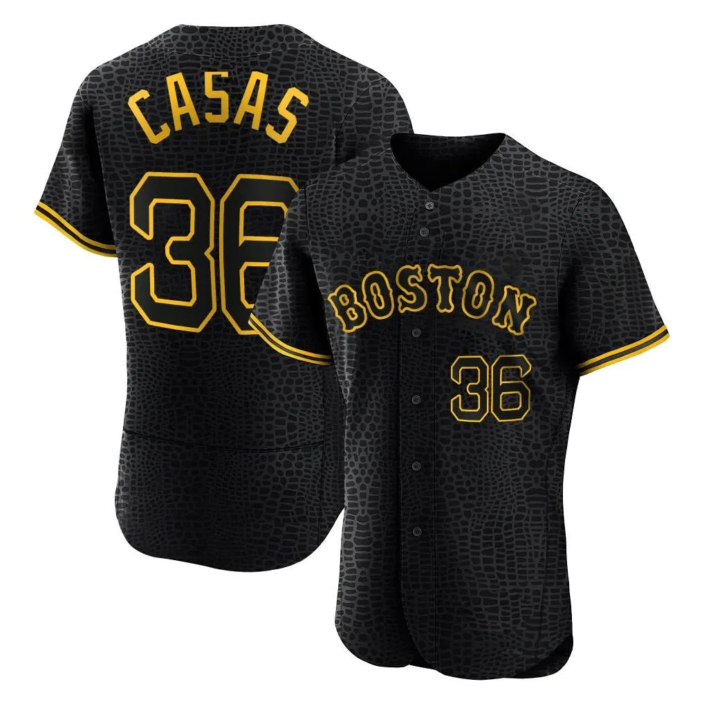 Punc B.Red Sox #36 Triston Casas Player Black Snake Skin City Limited Elite Home Stitched Jerseys