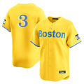 Punc B.Red Sox #3 Ceddanne Rafaela Player Yellow Limited Home Game Stitched Jersey