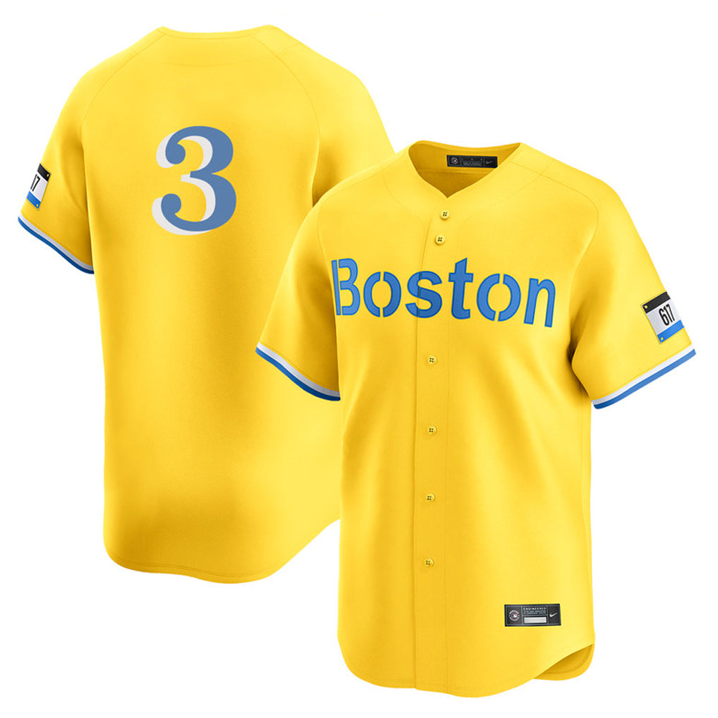 Punc B.Red Sox #3 Ceddanne Rafaela Player Yellow Limited Home Game Stitched Jersey