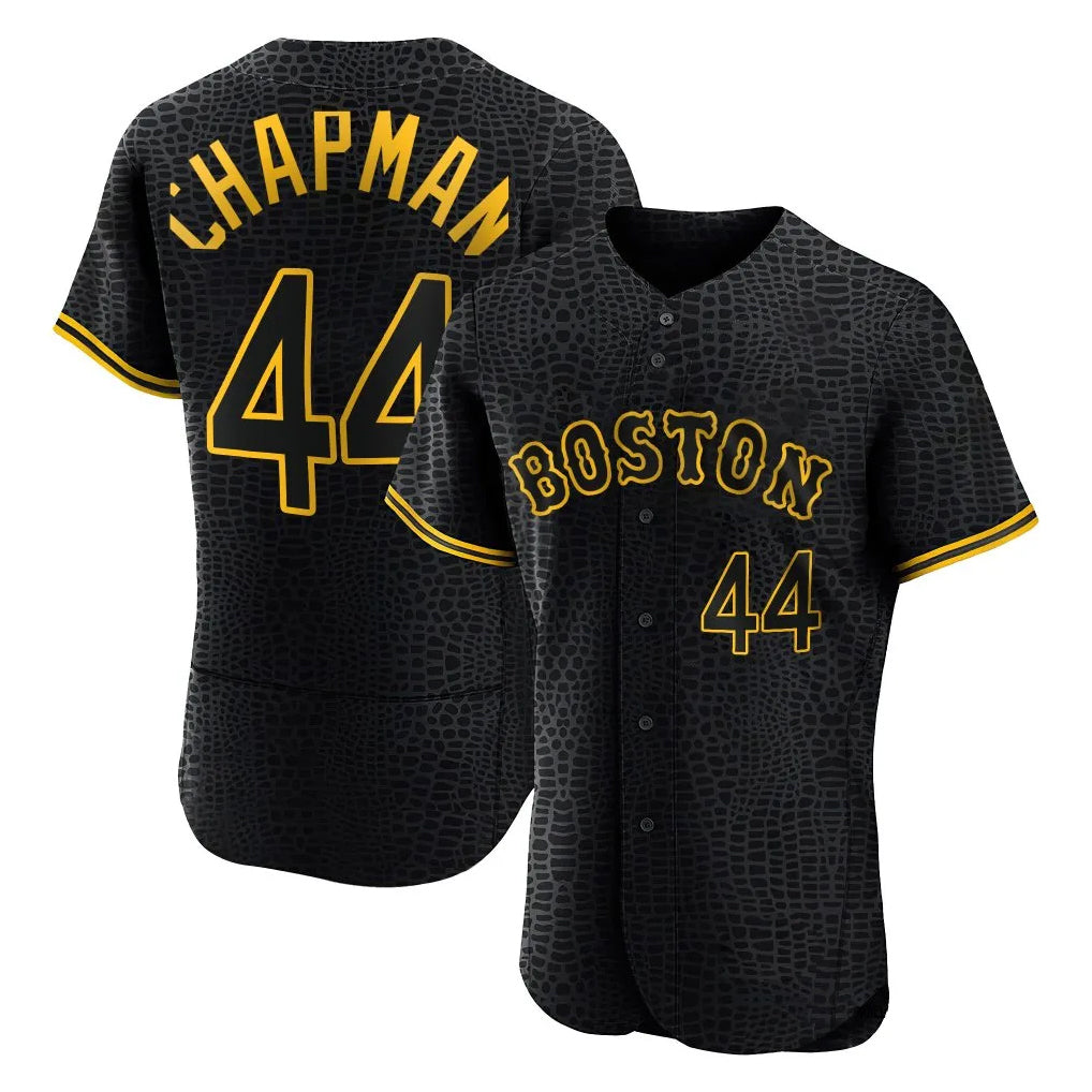 Punc B.Red Sox #44 Aroldis Chapman Player Black Snake Skin City Limited Elite Home Stitched Jerseys