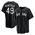 Punc B.Red Sox #49 Tim Wakefield Player Black Home Game Stitched Jerseys