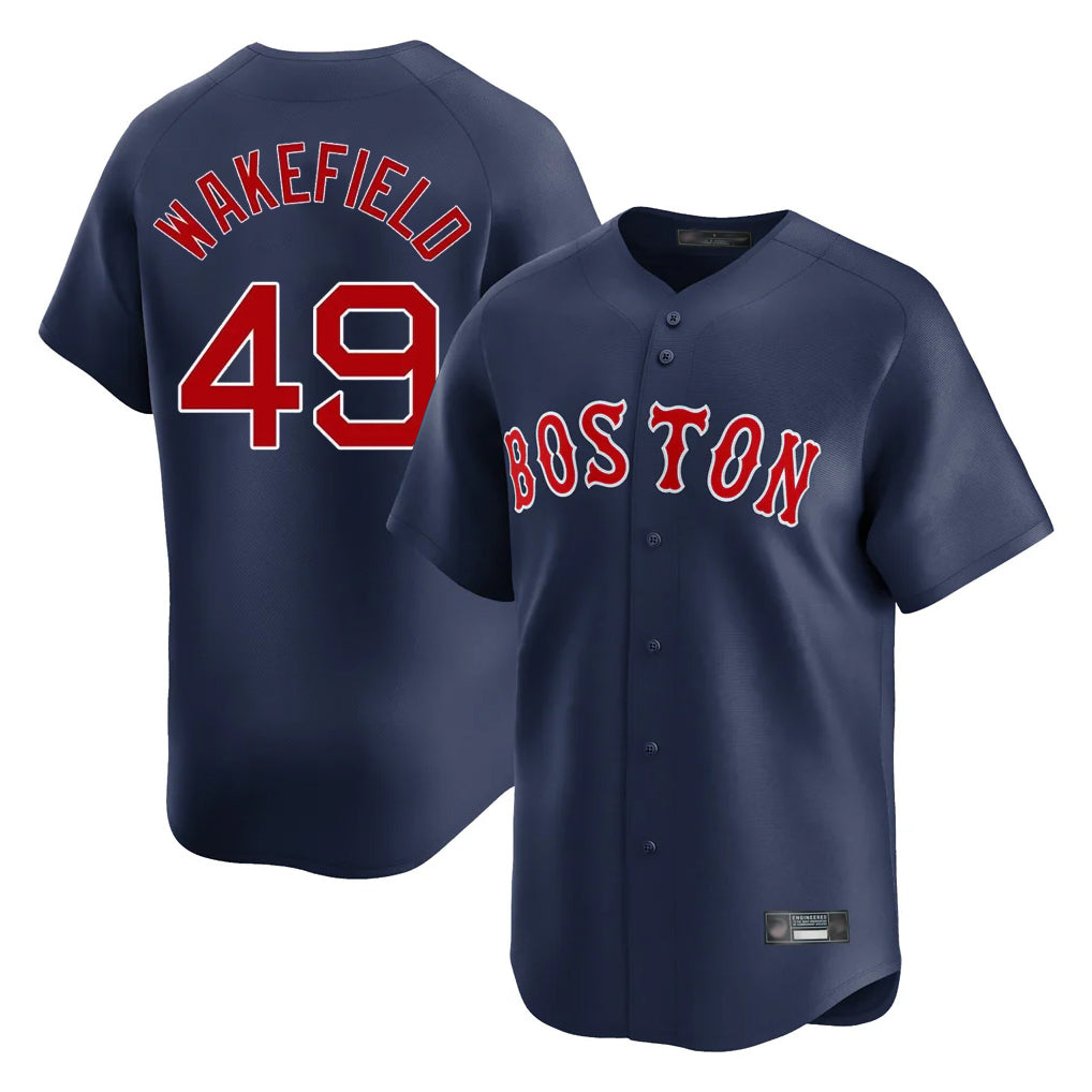 Punc B.Red Sox #49 Tim Wakefield Player Navy Limited Home Game Stitched Jerseys