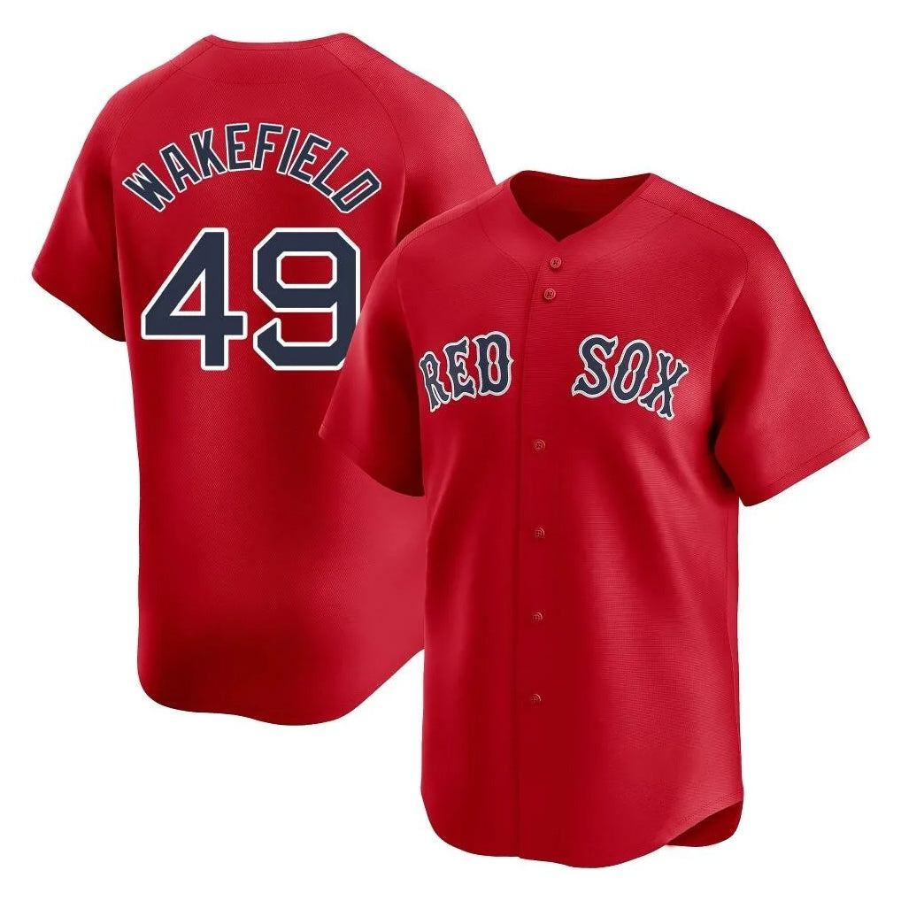 Punc B.Red Sox #49 Tim Wakefield Player Red Limited Home Game Stitched Jerseys