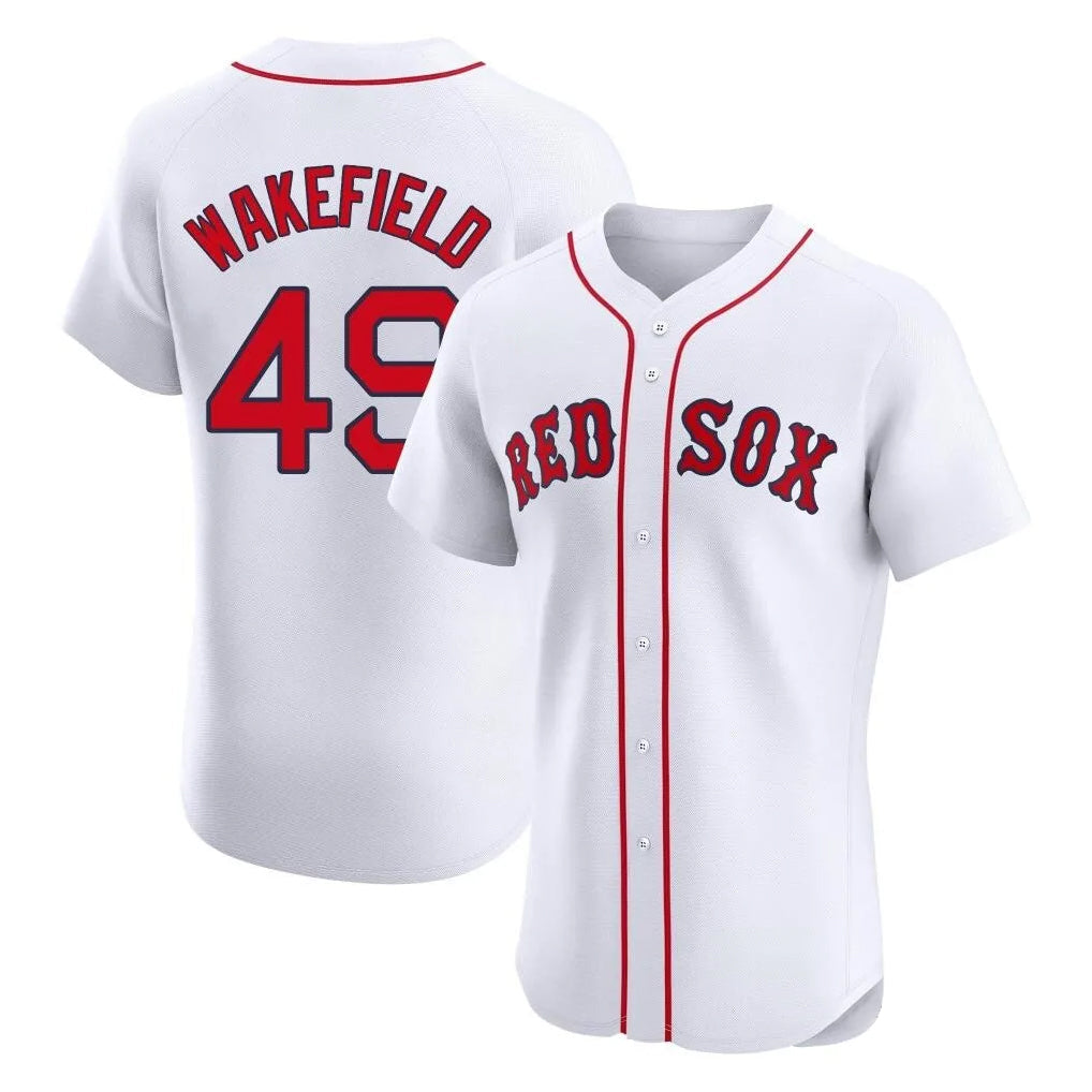 Punc B.Red Sox #49 Tim Wakefield Player White Limited Elite Home Game Stitched Jerseys