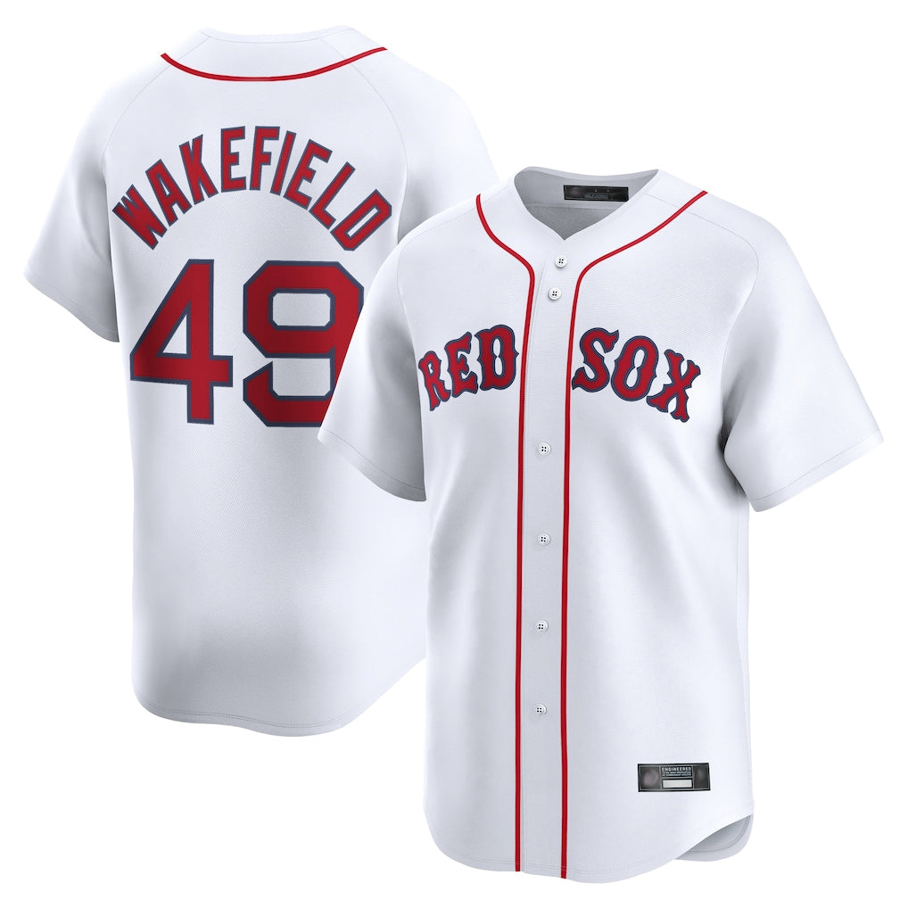 Punc B.Red Sox #49 Tim Wakefield Player White Limited Home Game Stitched Jerseys