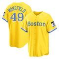 Punc B.Red Sox #49 Tim Wakefield Player Yellow Home Game Stitched Jerseys