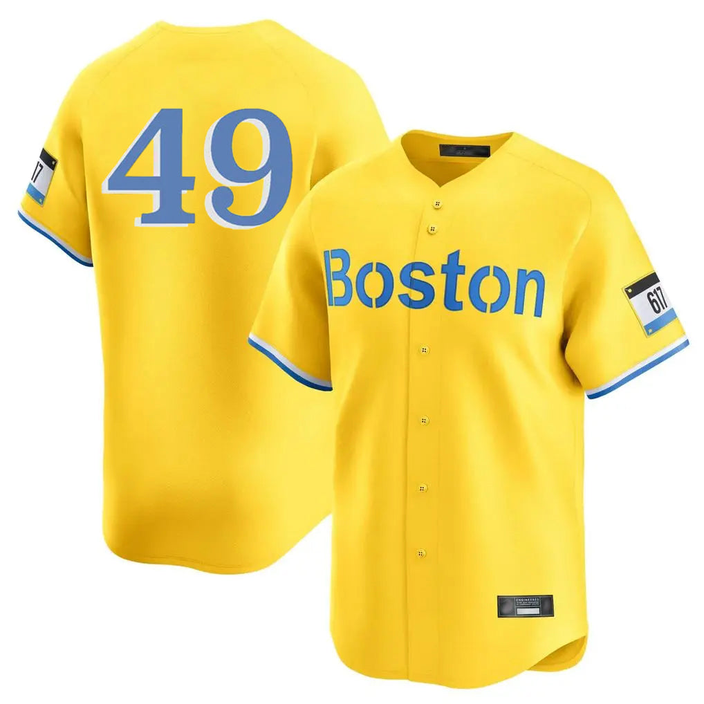 Punc B.Red Sox #49 Tim Wakefield Player Yellow Limited Home Game Stitched Jerseys