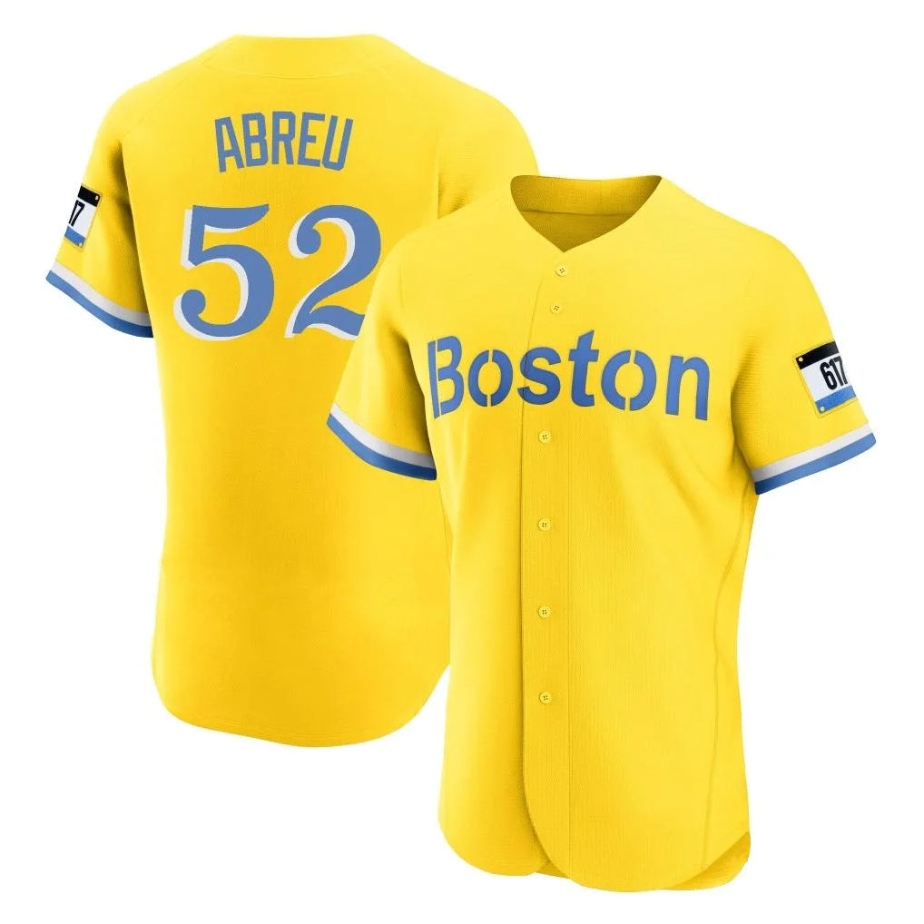 Punc B.Red Sox #52 Wilyer Abreu Player Yellow Limited Elite Home Game Stitched Jerseys