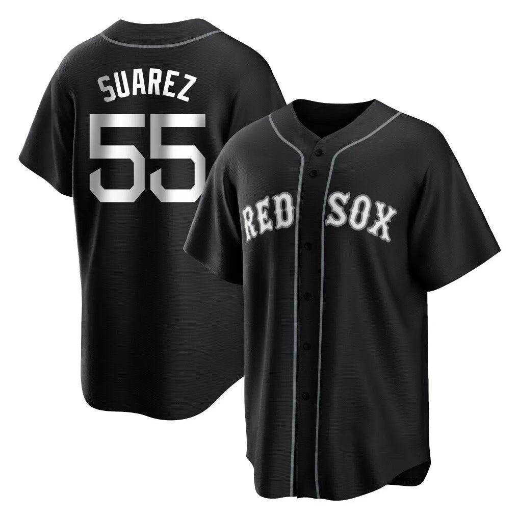 Punc B.Red Sox #55 Ranger Su¨¢rez Player Black Home Game Stitched Jerseys