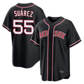 Punc B.Red Sox #55 Ranger Su¨¢rez Player Black Out Home Game Stitched Jerseys