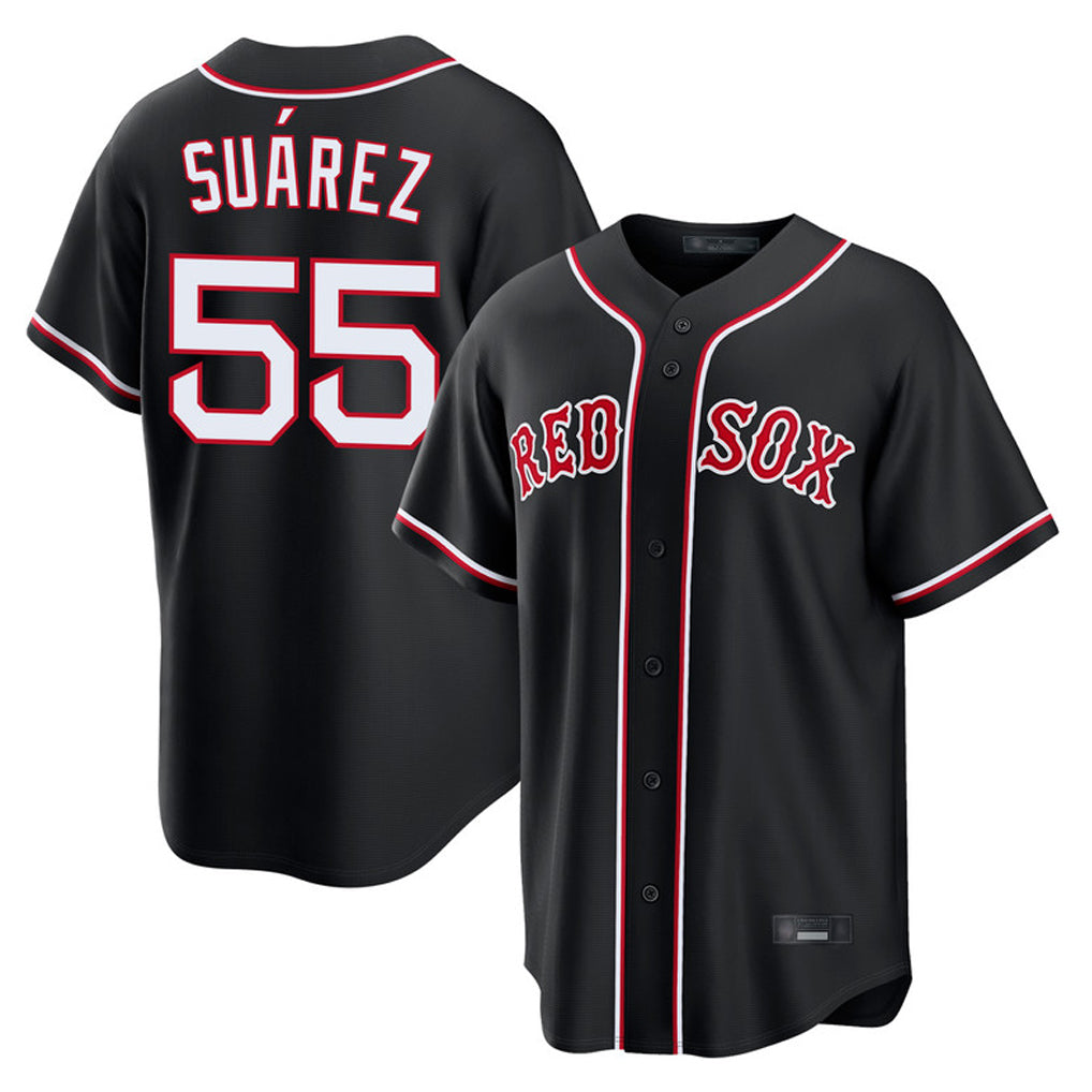 Punc B.Red Sox #55 Ranger Su¨¢rez Player Black Out Home Game Stitched Jerseys
