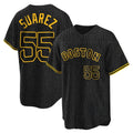 Punc B.Red Sox #55 Ranger Su¨¢rez Player Black Snake Skin City Home Game Stitched Jerseys