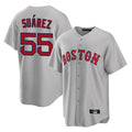 Punc B.Red Sox #55 Ranger Su¨¢rez Player Gray Road Home Game Stitched Jerseys