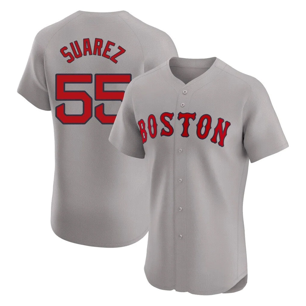 Punc B.Red Sox #55 Ranger Su¨¢rez Player Gray Road Limited Elite Home Game Stitched Jerseys