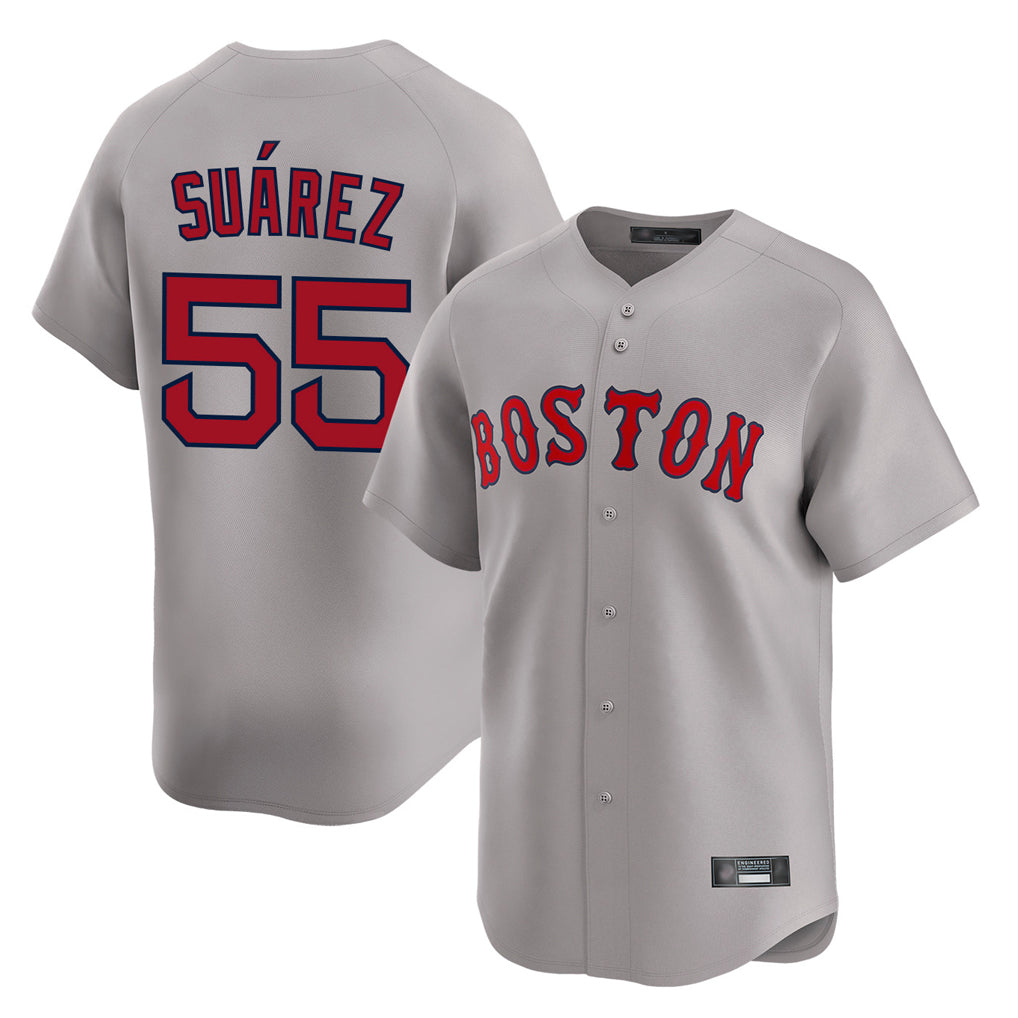 Punc B.Red Sox #55 Ranger Su¨¢rez Player Gray Road Limited Home Game Stitched Jerseys