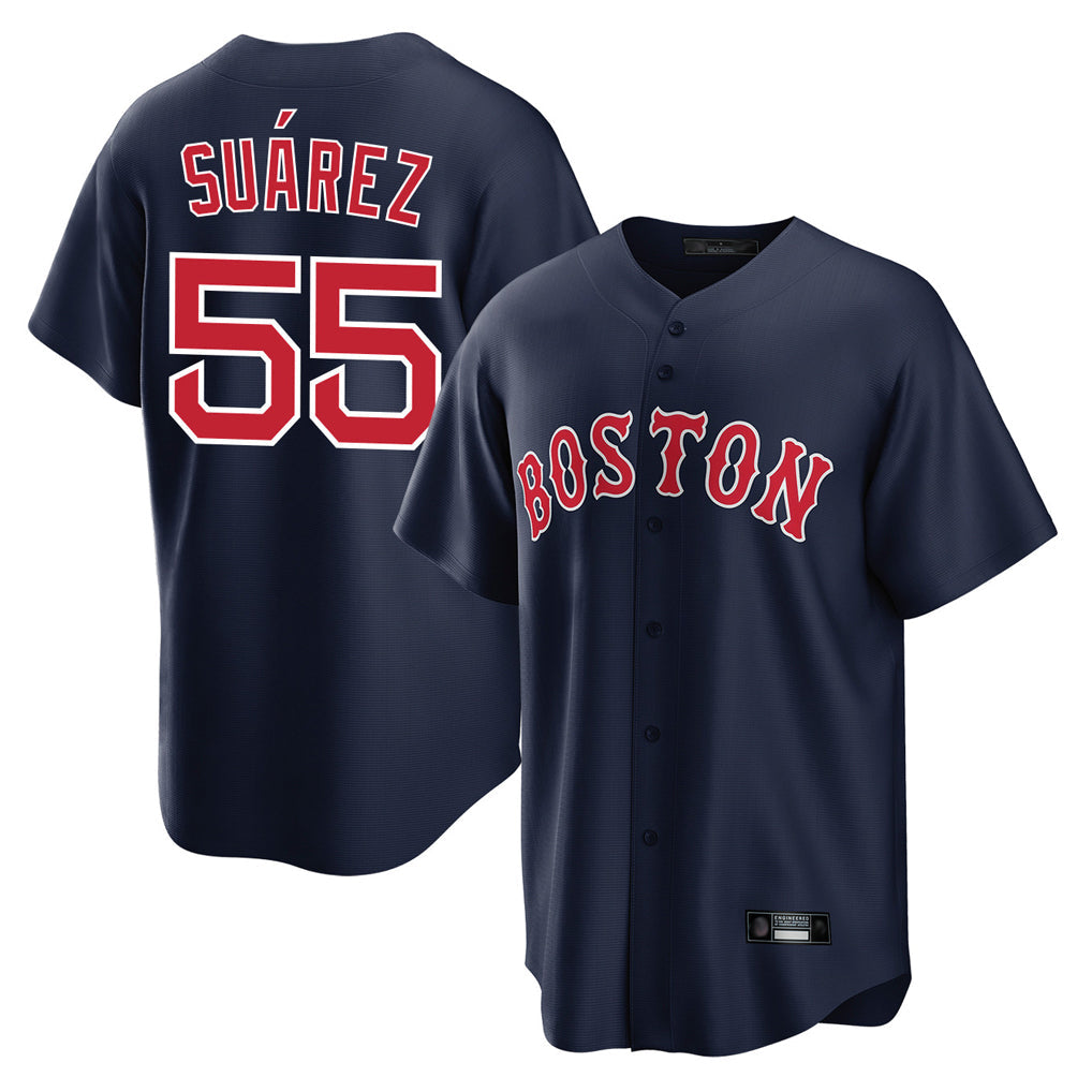Punc B.Red Sox #55 Ranger Su¨¢rez Player Navy Home Game Stitched Jerseys