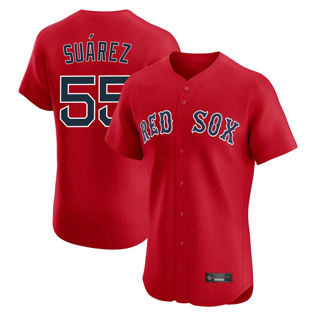Punc B.Red Sox #55 Ranger Su¨¢rez Player Red Limited Elite Home Game Stitched Jerseys