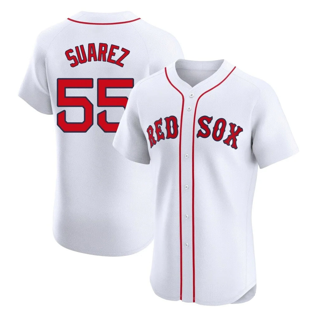 Punc B.Red Sox #55 Ranger Su¨¢rez Player White Limited Elite Home Game Stitched Jerseys
