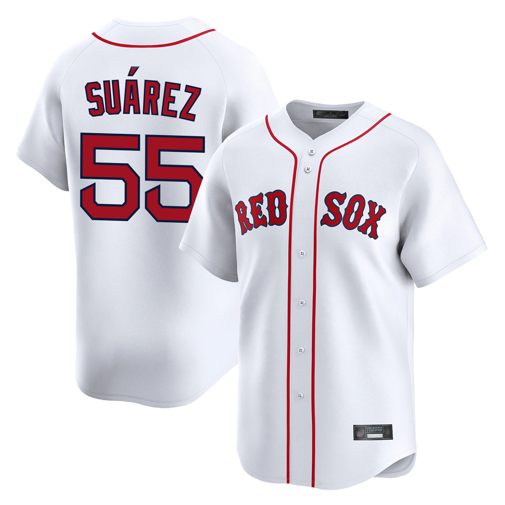 Punc B.Red Sox #55 Ranger Su¨¢rez Player White Limited Home Game Stitched Jerseys